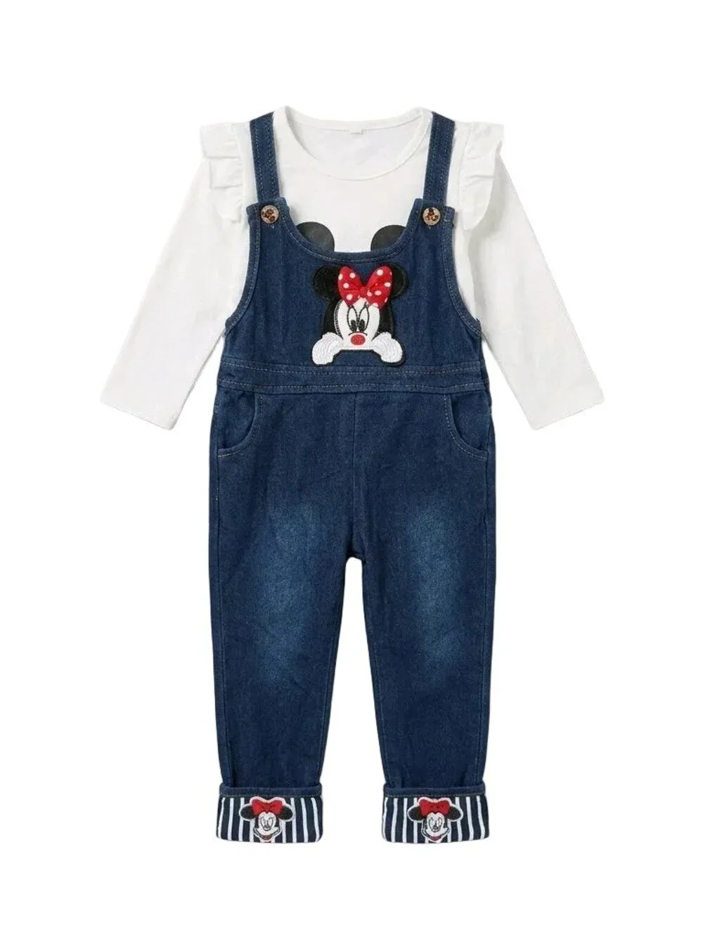 Adorable Mickey Minnie Burger Overralls Cotton Outfit